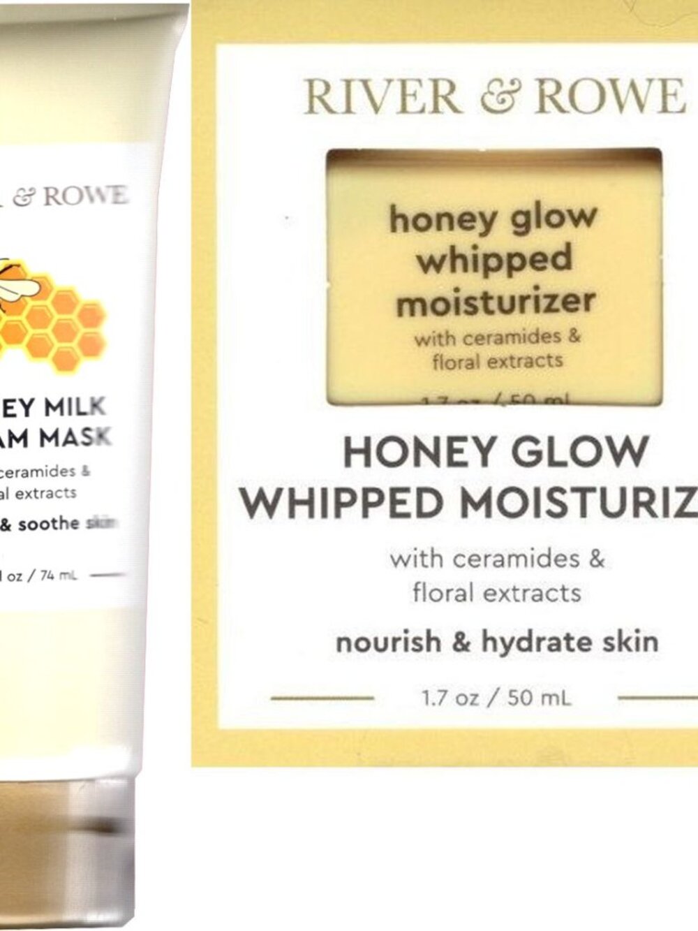 River & Rowe Honey Milk Cream Mask, Honey Glow Whipped Moisturizer & Honey Butte